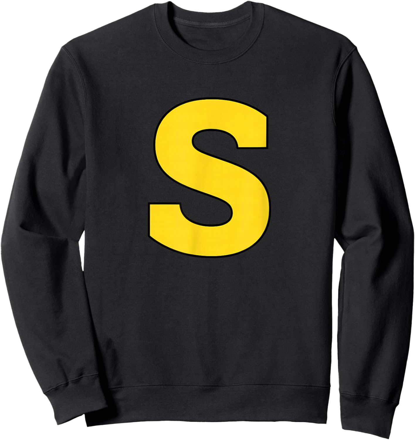 Halloween S Monogram Yellow Initial - Bold S Letter Spoo Sweatshirt - Sweatshirt | Black