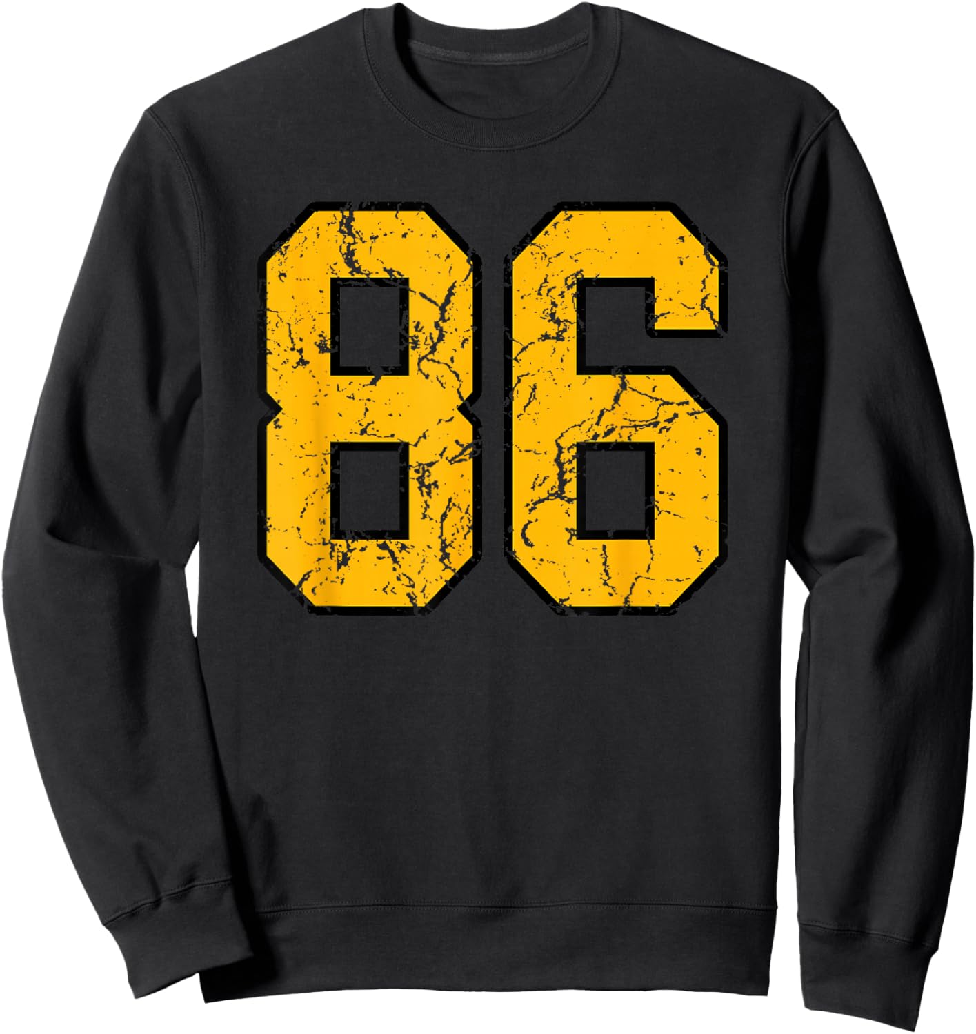 Gold and Black Sports Number 86 Jersey Uniform Player Sweatshirt - Sweatshirt | Black