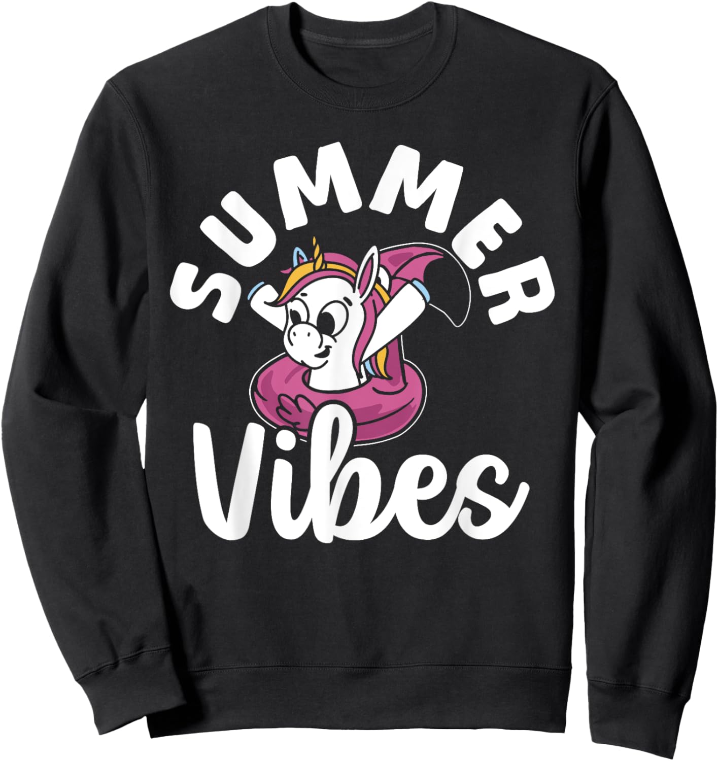 Pool Girl Unicorn Kids Summer Vibes Women Swimming Pool Sweatshirt - Sweatshirt | Black