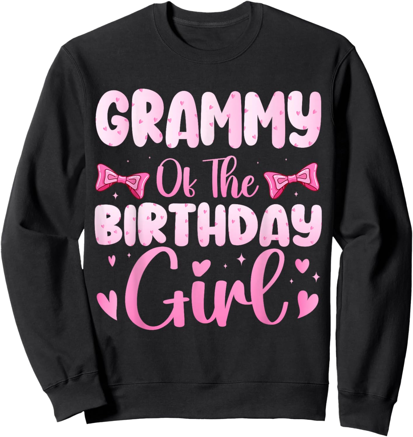 Grammy of The Birthday Girl Family Pink Coquette Bow Sweatshirt - Sweatshirt | Black