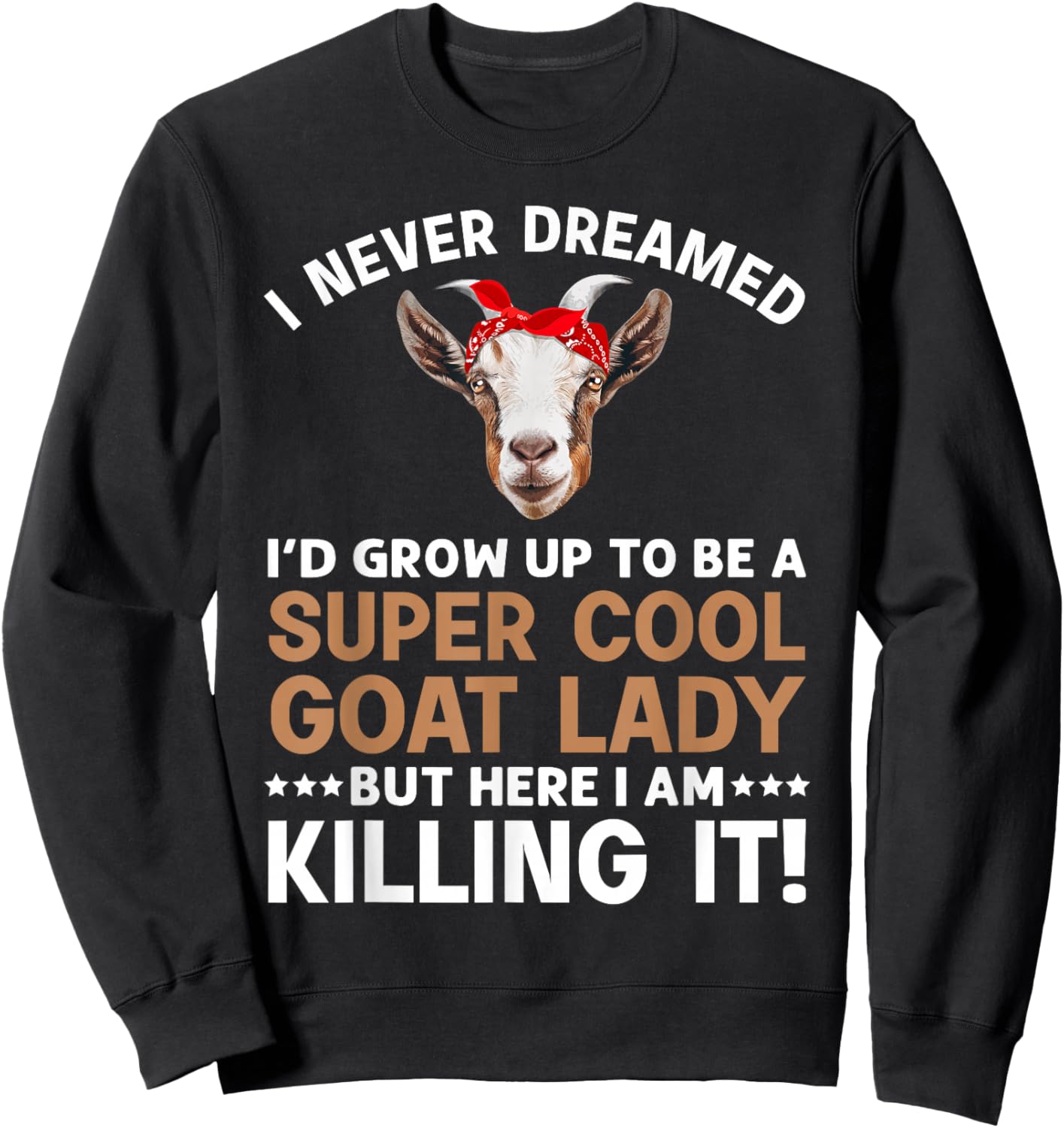 Cool Goat Lady Art Girl Animal Farmer Goat Lover Sweatshirt - Sweatshirt | Black