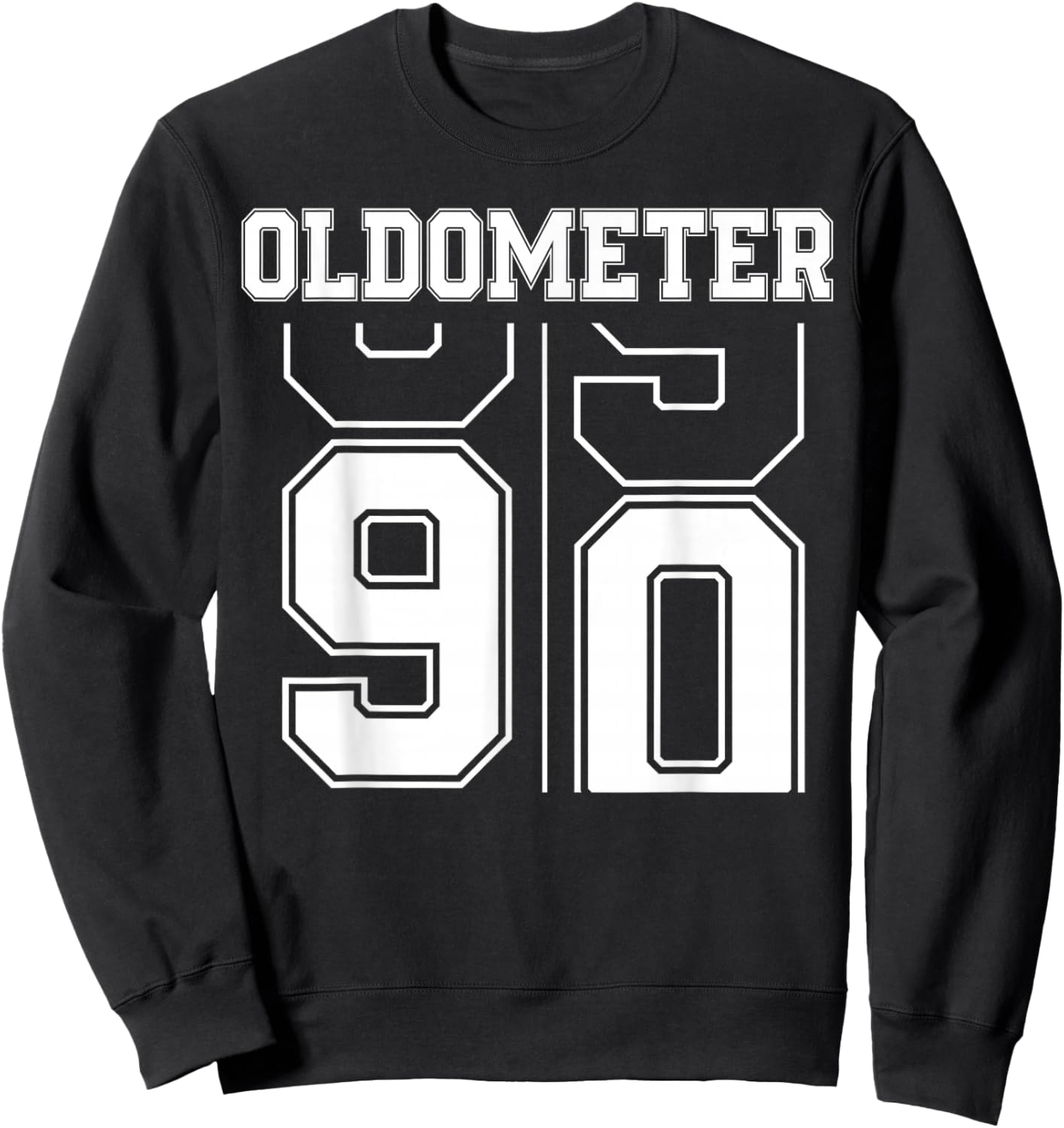 Oldometer 89-90 90th Birthday Sport Text 90 Year Old Sweatshirt - Sweatshirt | Black