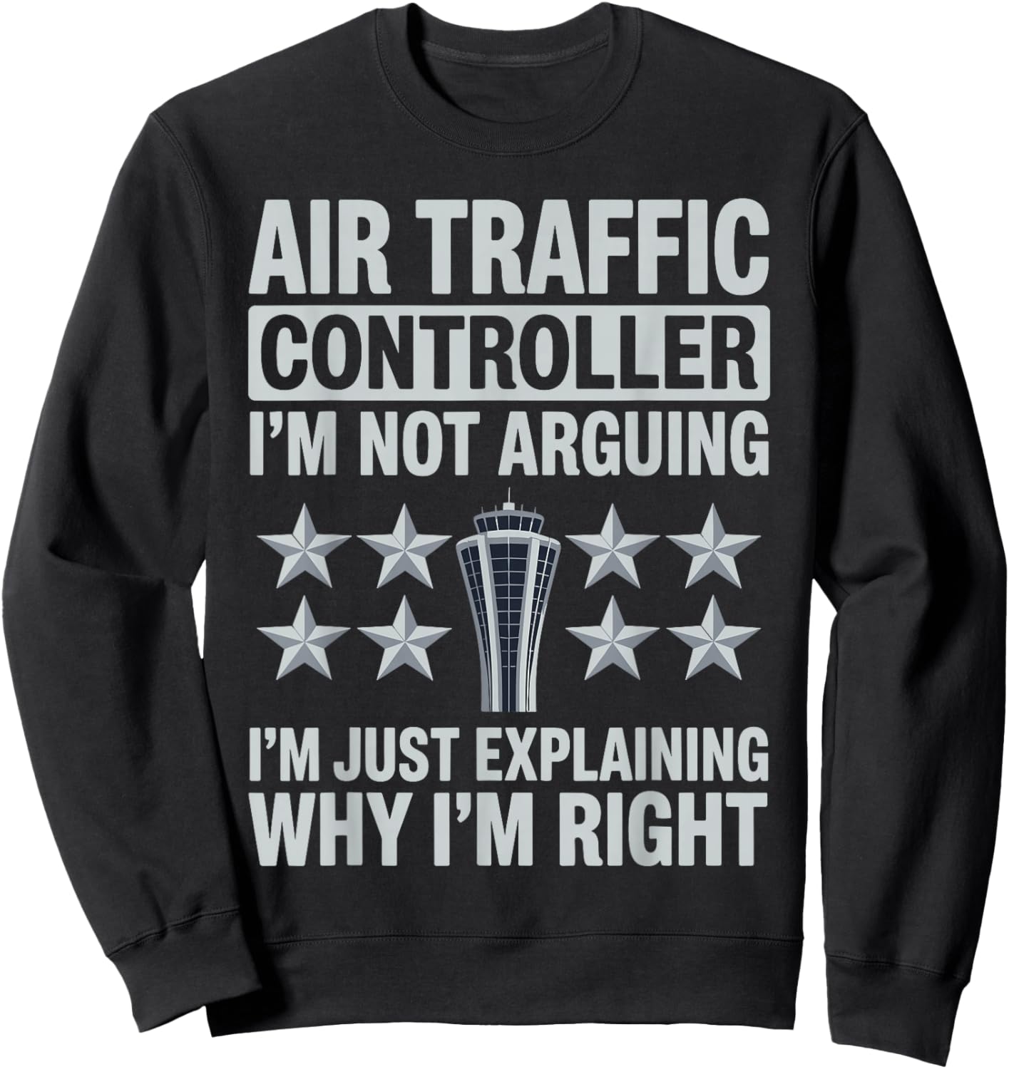 Cool Air Traffic Controller Design Women Airplane Sweatshirt - Sweatshirt | Black