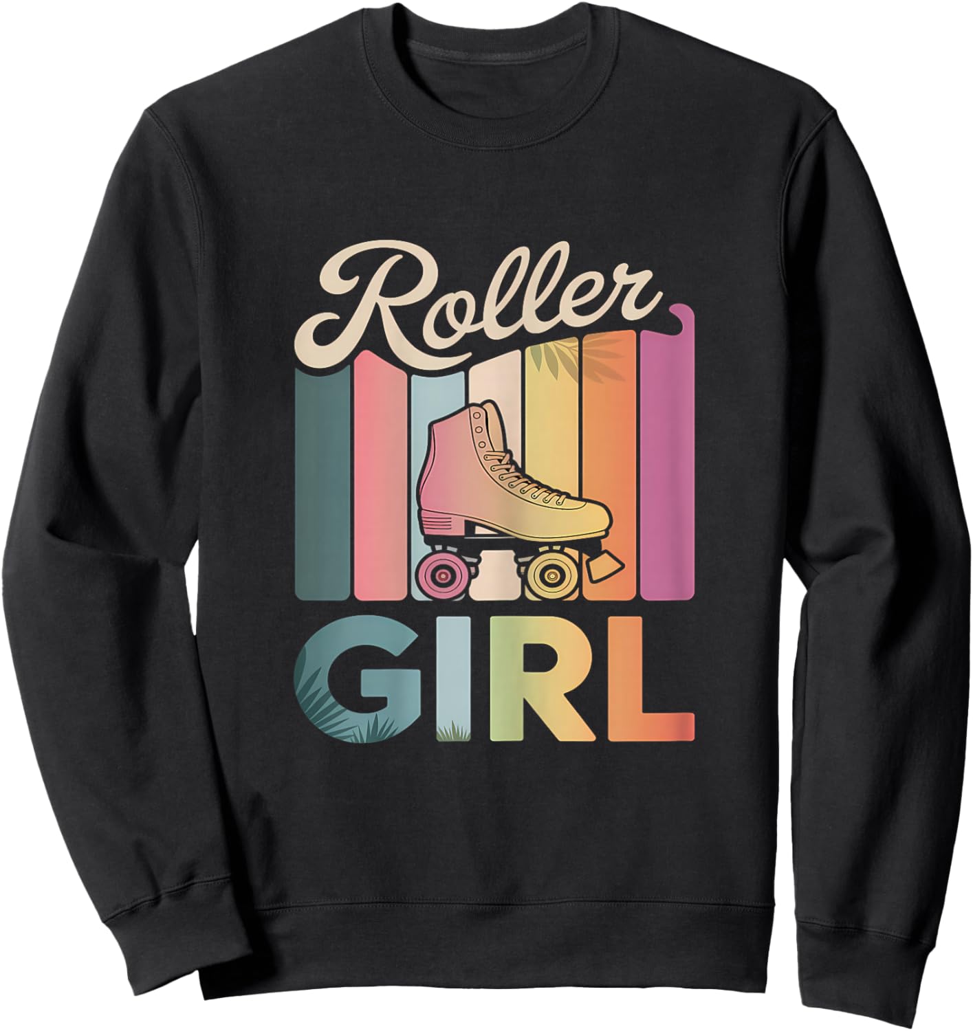Roller Girl Skater Roller Skating 70s 90s 80's Roller Skates Sweatshirt - Sweatshirt | Black