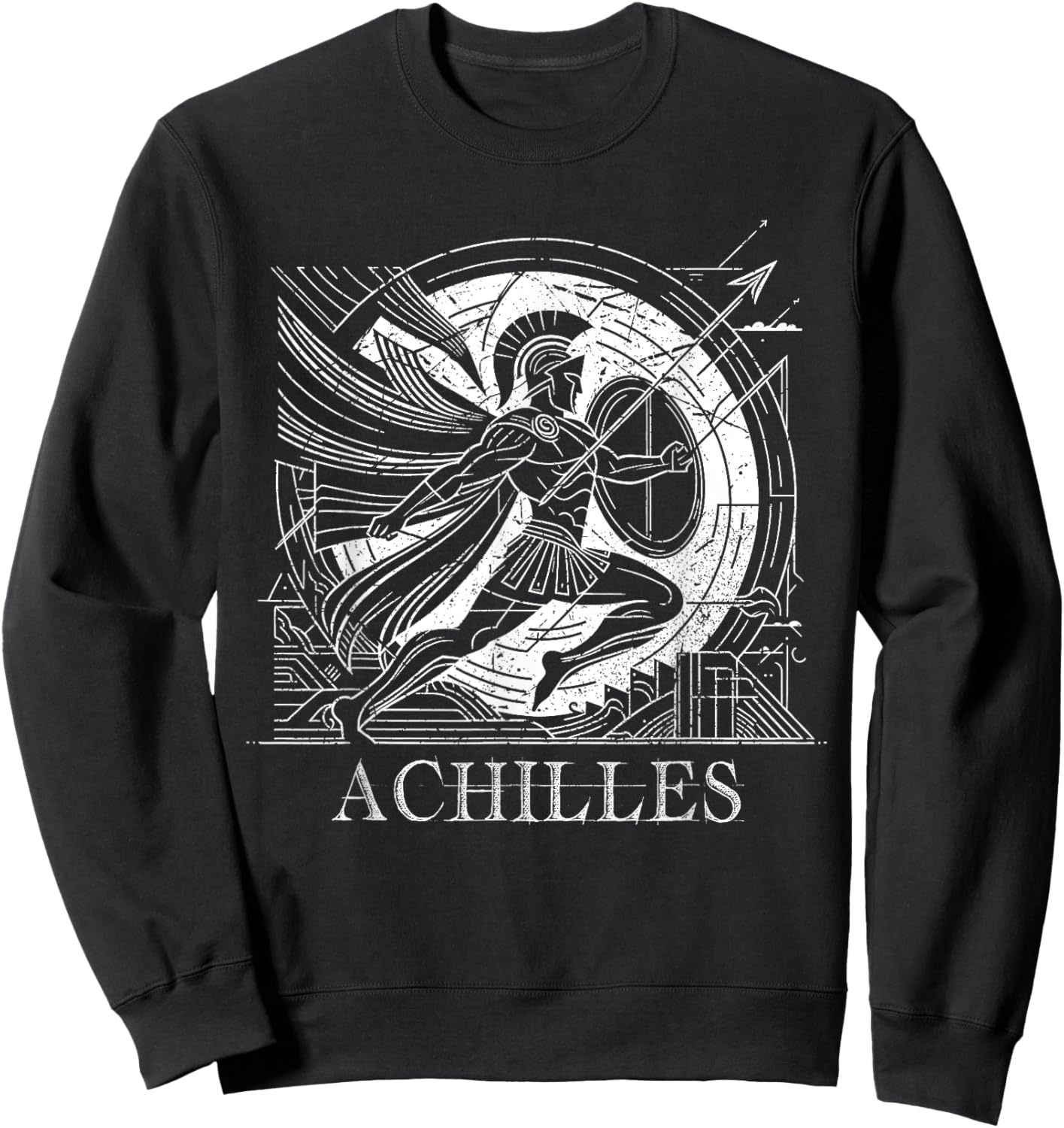 Achilles Greek Mythology, geometrical lines Sweatshirt - Sweatshirt | Black