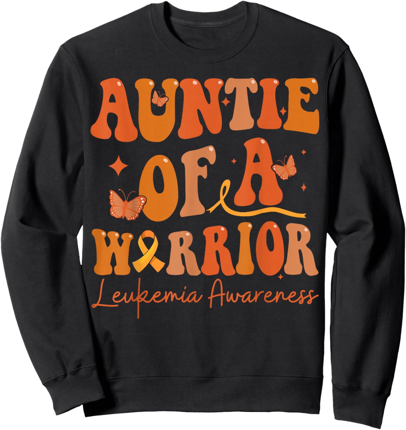 Auntie Of A Warrior Leukemia Awareness Family Matching Sweatshirt - Sweatshirt | Black