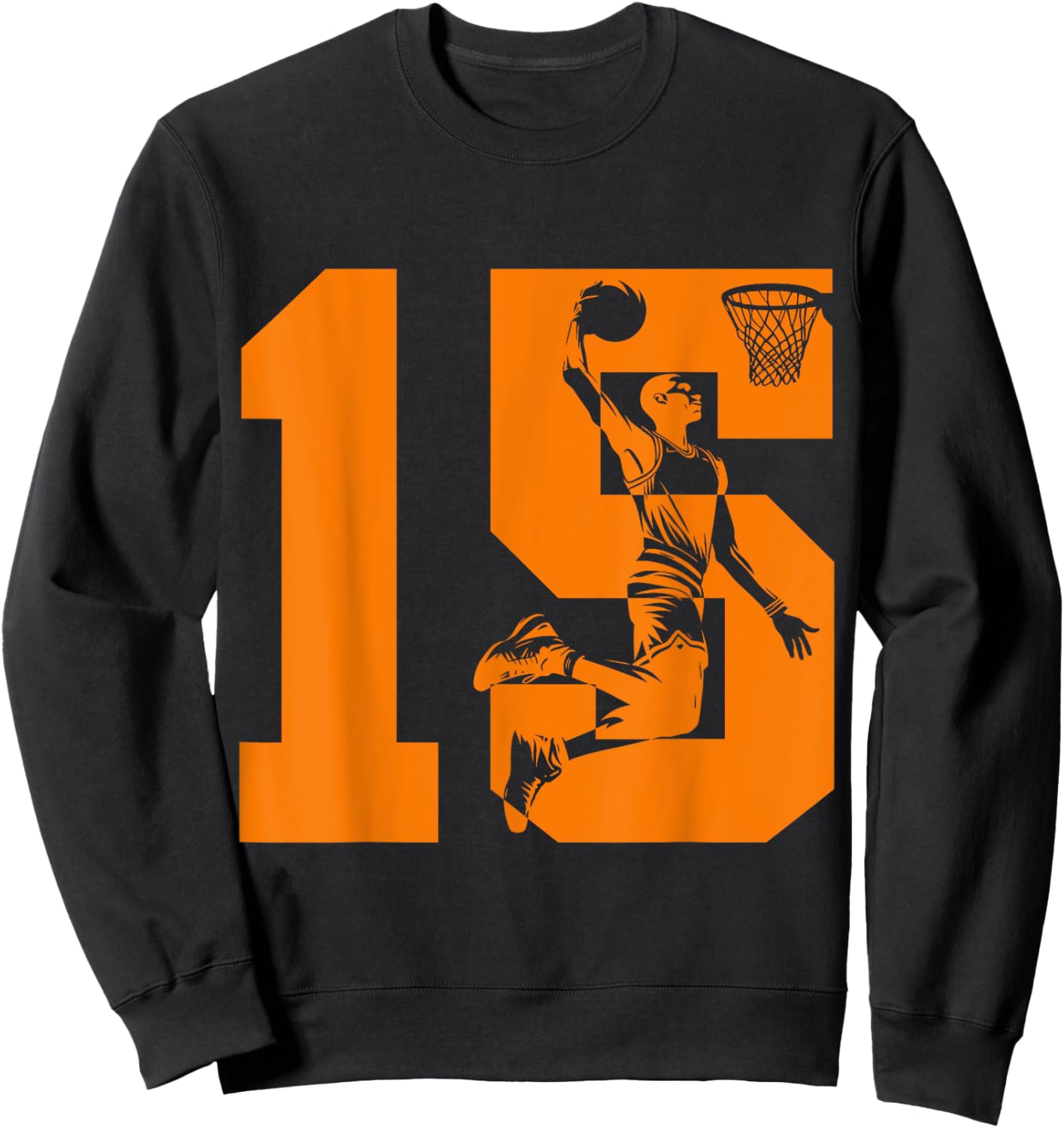 Number 15 Basketball 15th Birthday Sweatshirt - Sweatshirt | Black
