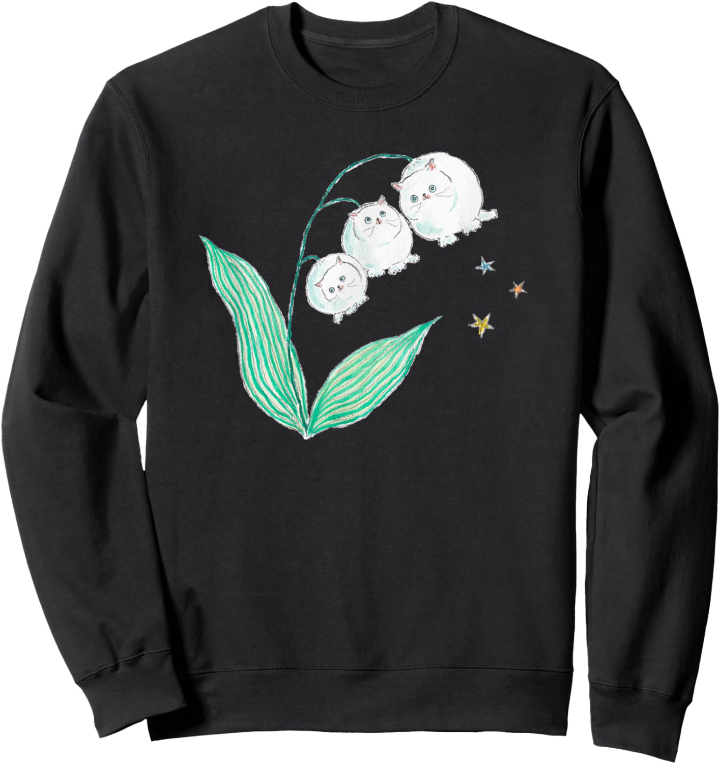 Vintage Cat Lily Of The Valley Flower Funny Pet Lover Sweatshirt - Sweatshirt | Black