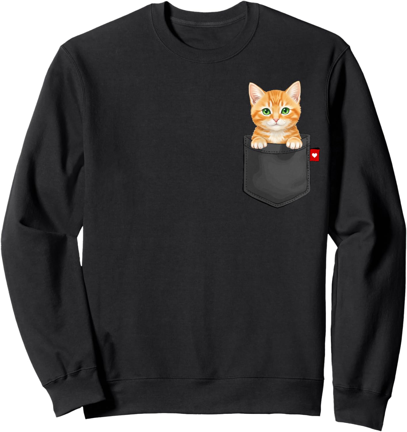 Red Cat in Pocket Sweatshirt - Sweatshirt | Black