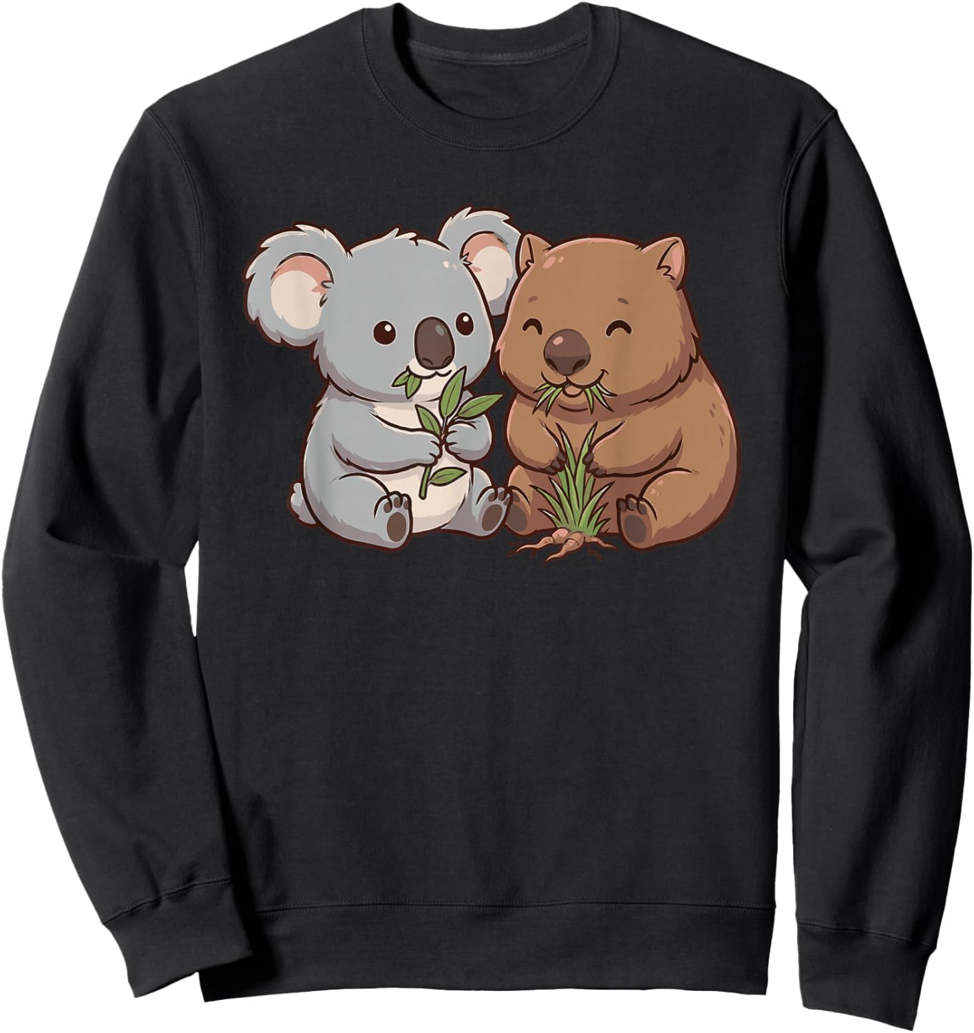 Cute Koala Wombat Eating Australian Animals Kawaii Foodie Sweatshirt - Sweatshirt | Black