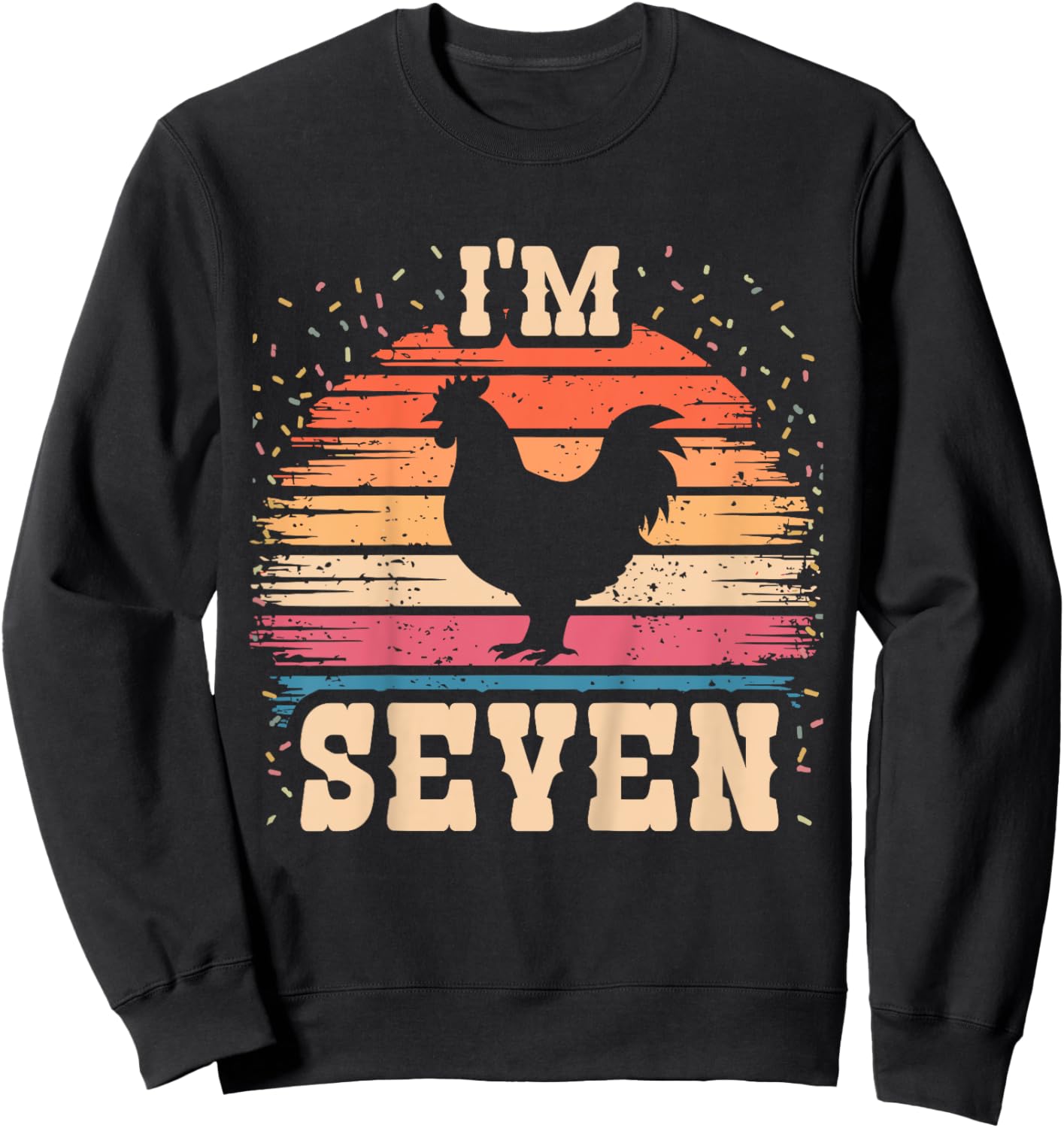 Chicken 7 Year Old Birthday Boy Girl 7th Chicken Birthday Sweatshirt - Sweatshirt | Black