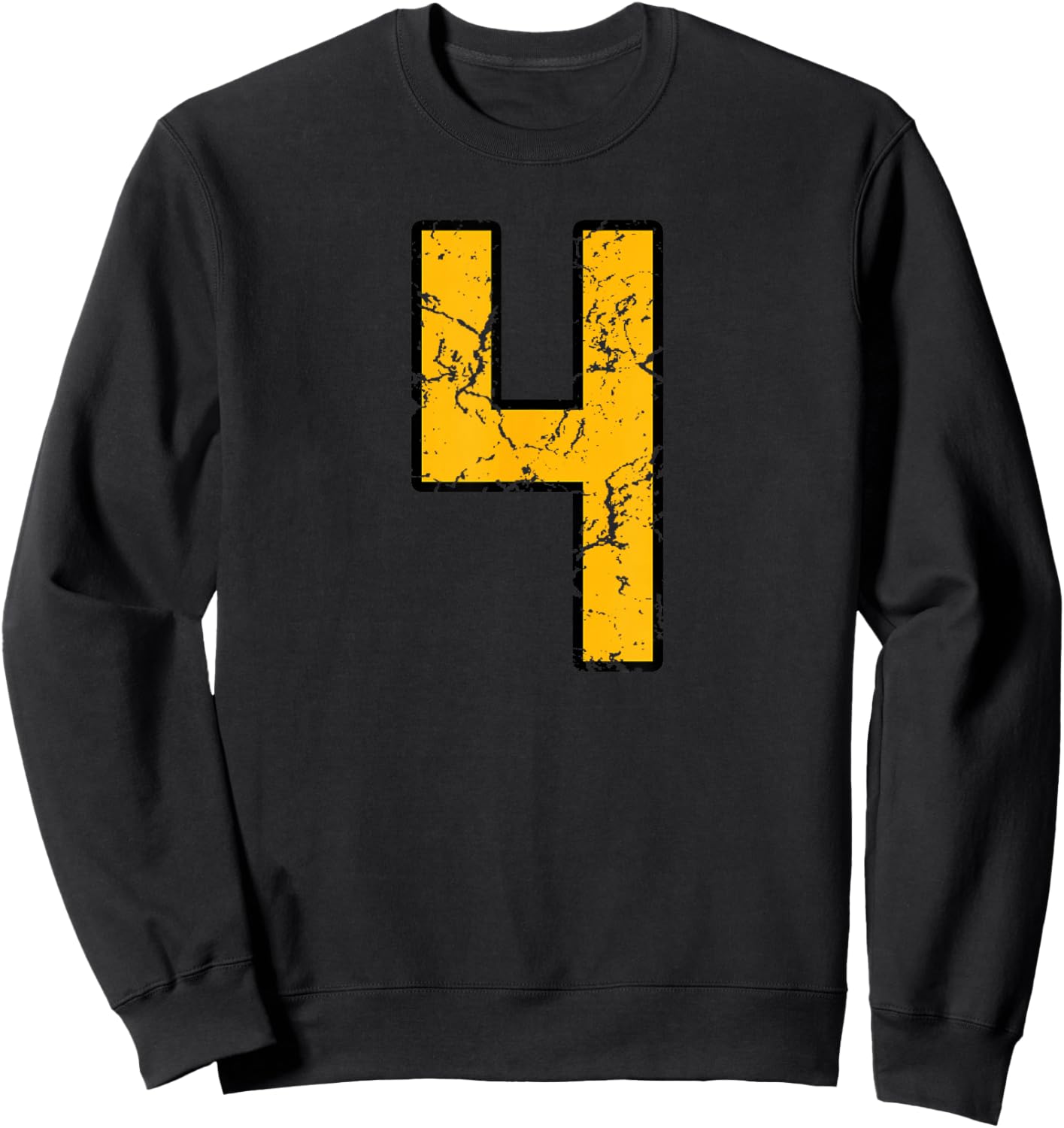 Gold and Black Sports Number 4 Jersey Uniform Player Sweatshirt - Sweatshirt | Black