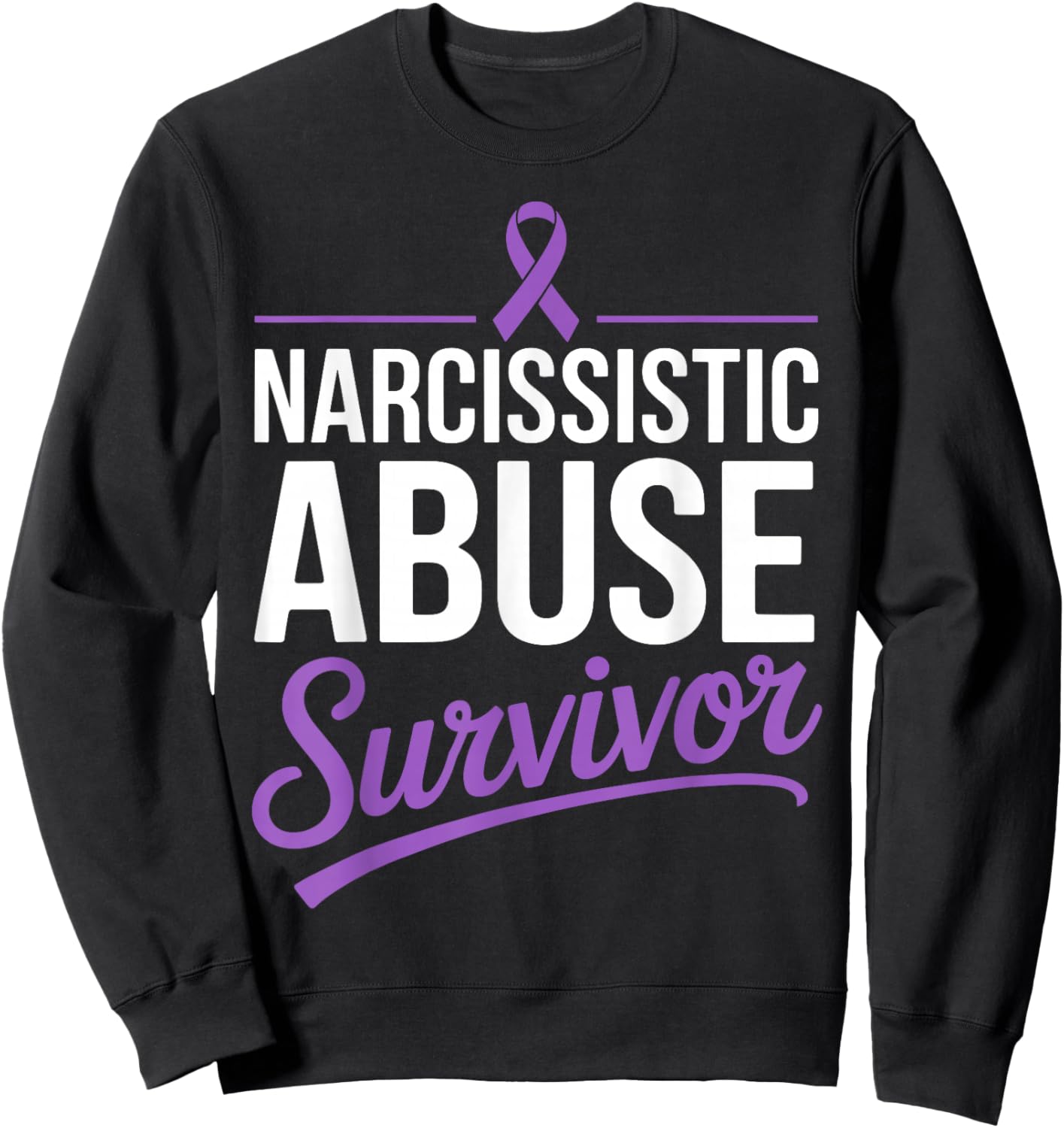 Narcissistic Abuse Survivor Domestic Violence Purple Ribbon Sweatshirt - Sweatshirt | Black