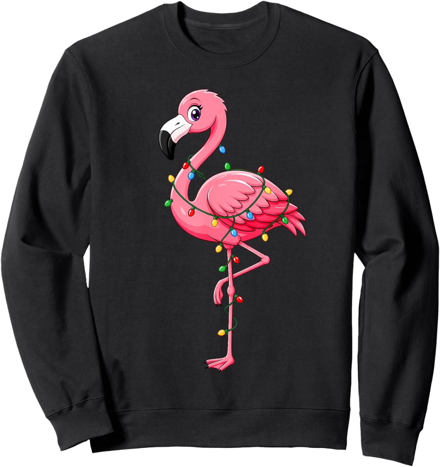 Tropical Pink Flamingo Summer Christmas in July Hawaii Women Sweatshirt - Sweatshirt | Black