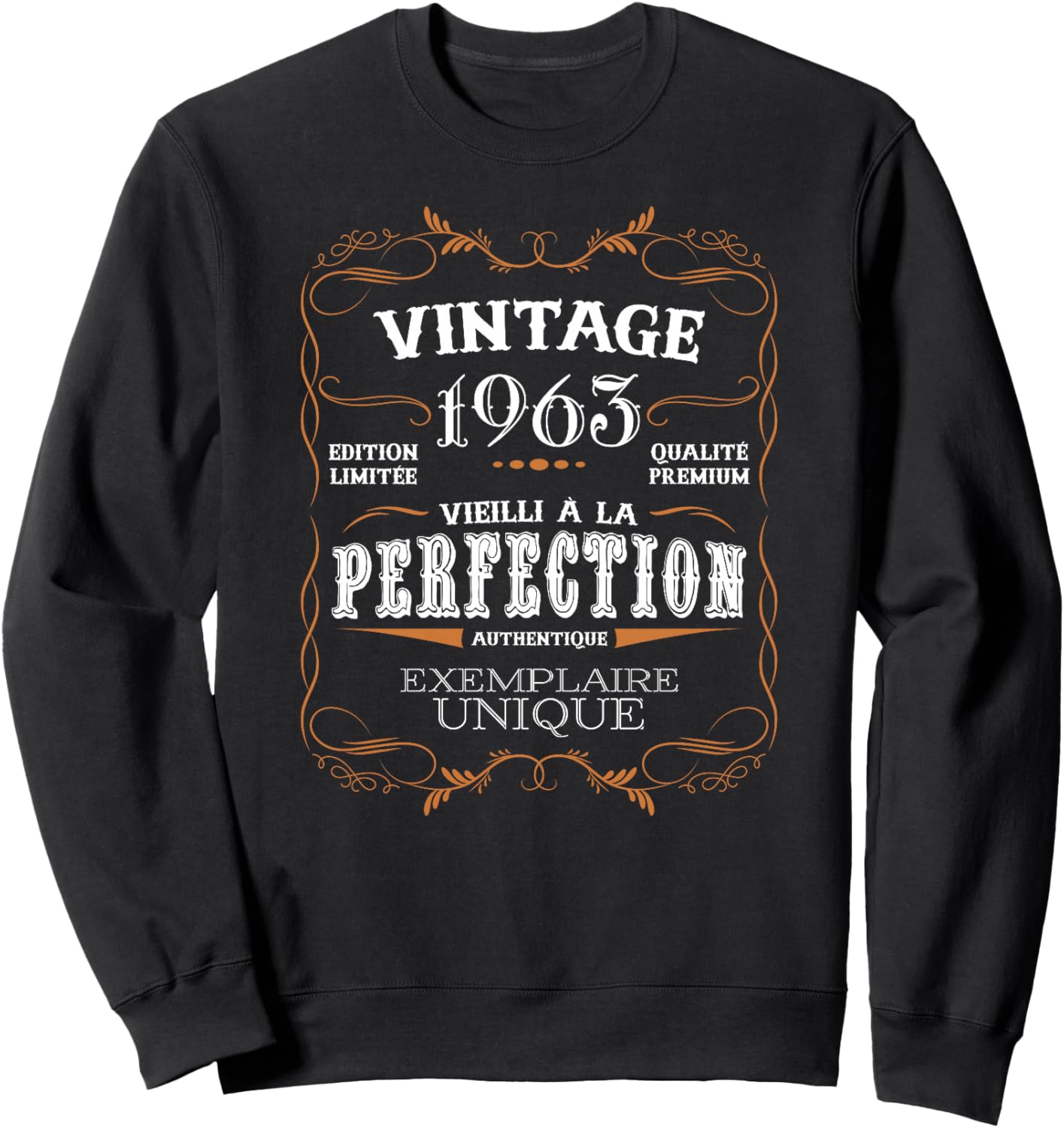 Vintage 1963 Cadeau Anniversaire 61 Ans Homme Femme Année 60 Haut de Gamme Sweatshirt - Sweatshirt | Black