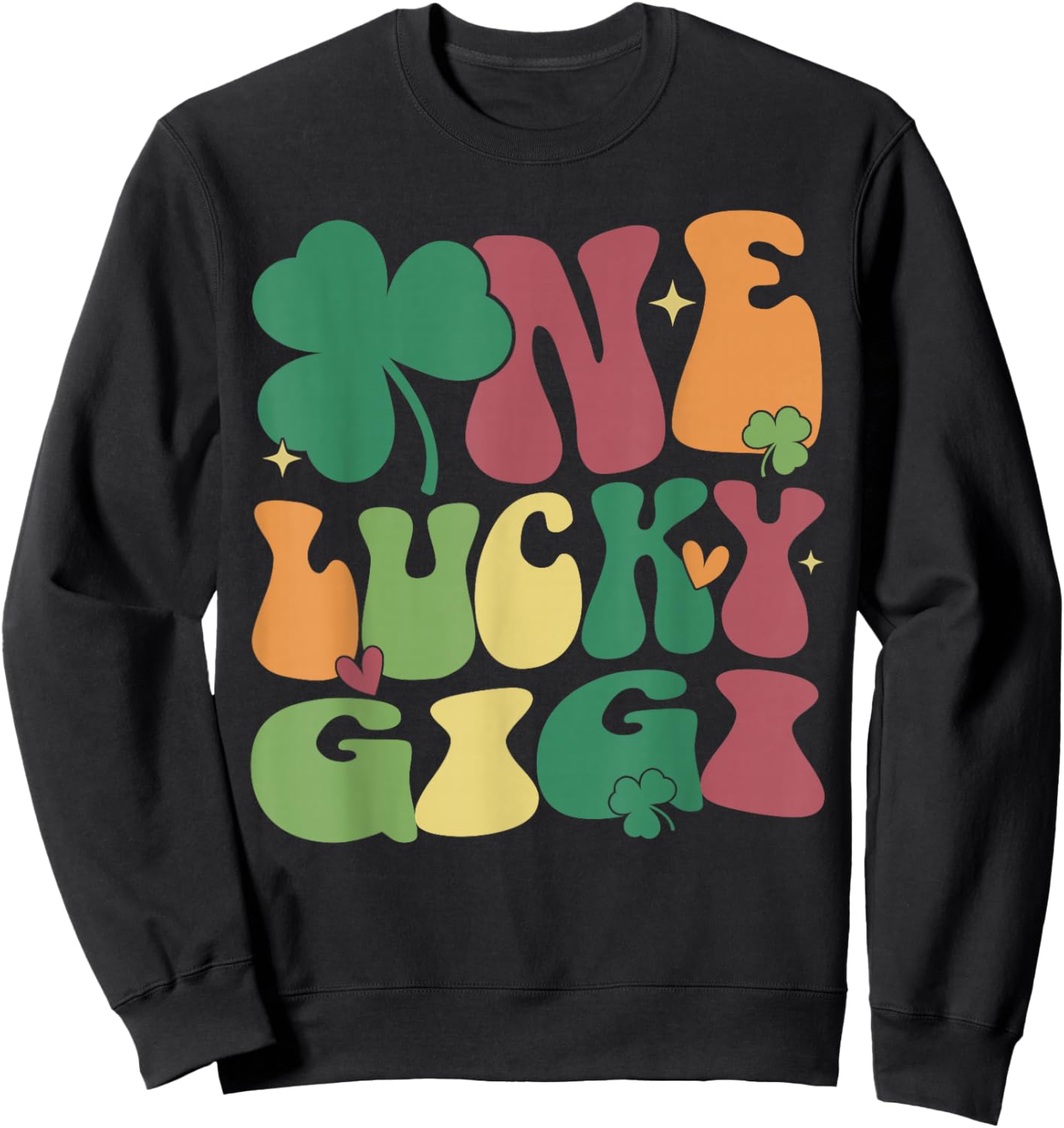 Retro Groovy St Patricks Day One Lucky Gigi Sweatshirt - Sweatshirt | Black