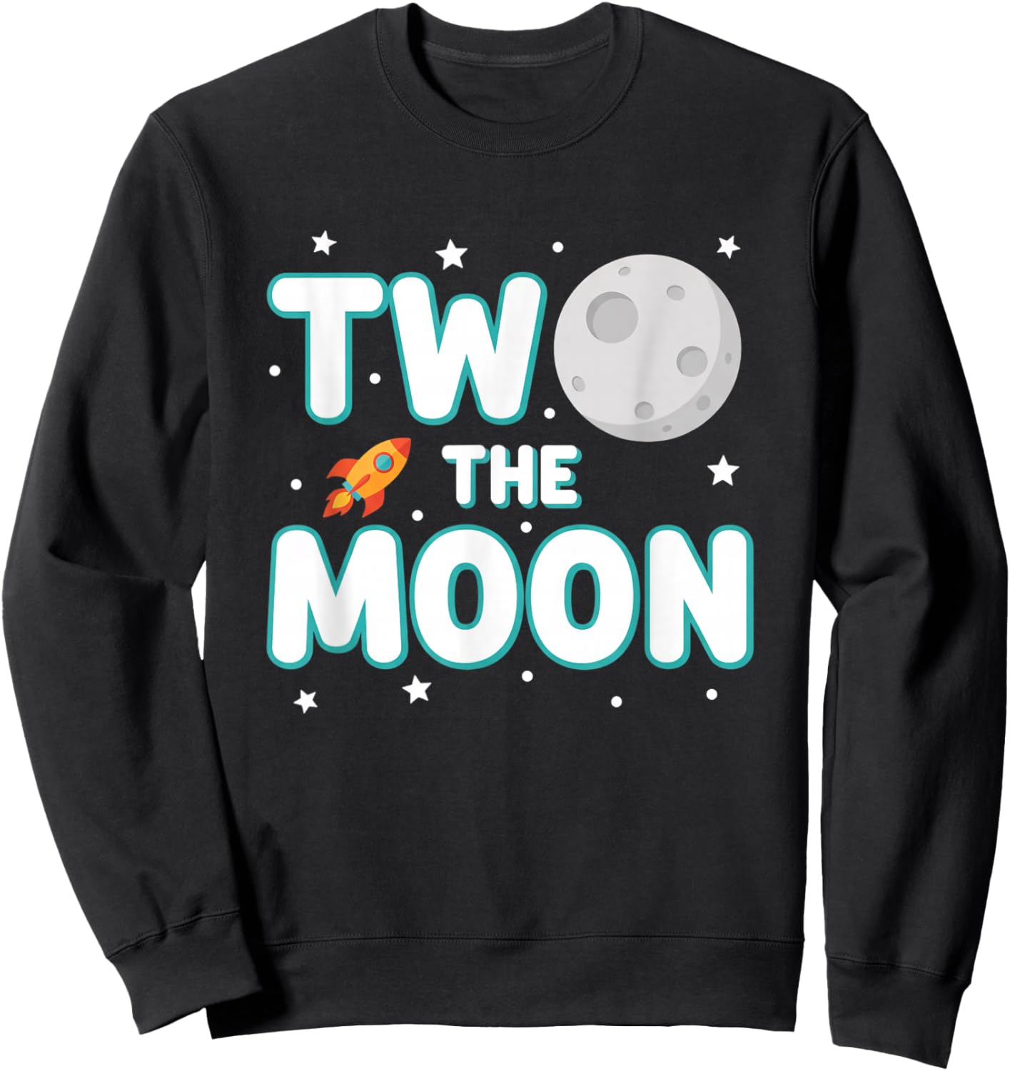 Mom Two The Moon Mom, Space Party for 2nd Birthday Sweatshirt - Sweatshirt | Black