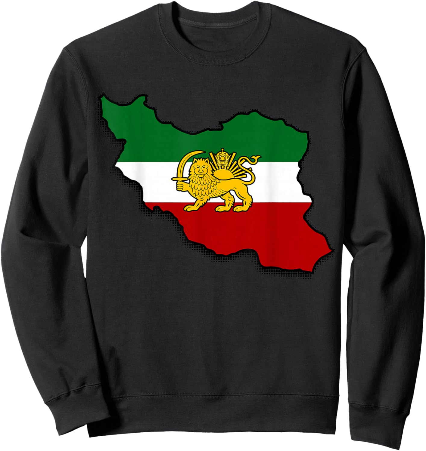Iran Map Lion and Sun Persian Pahlavi Flag Sweatshirt - Sweatshirt | Black