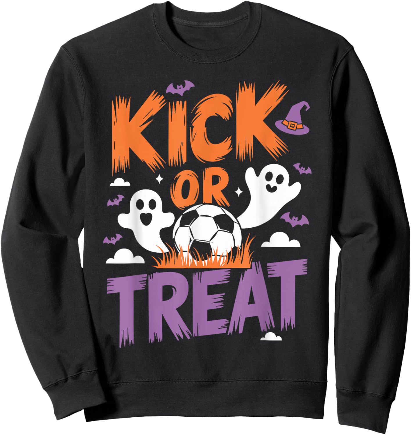 Kick Or Treat Soccer Halloween Spooky Soccer Shirt Halloween Sweatshirt - Sweatshirt | Black