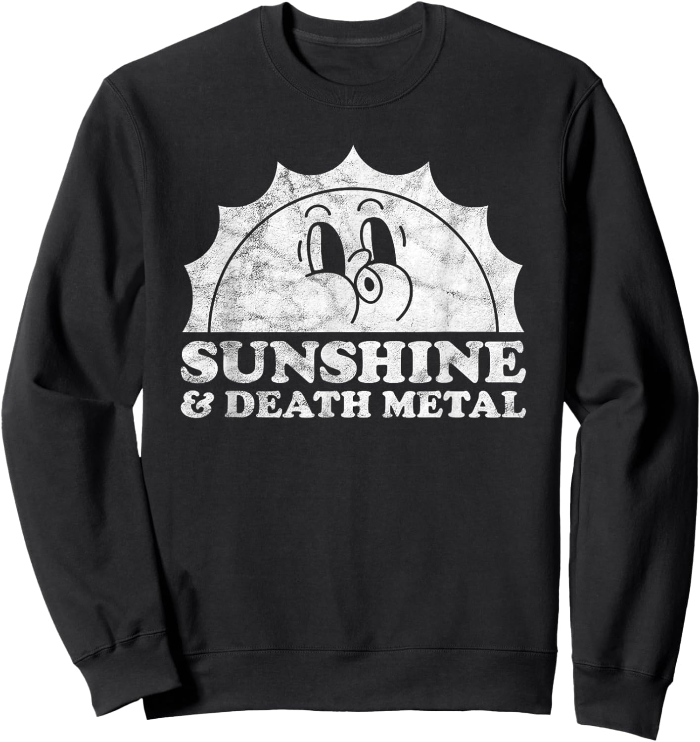Sunshine and Death Metal Retro Vintage Sun Men Women Sweatshirt - Sweatshirt | Black