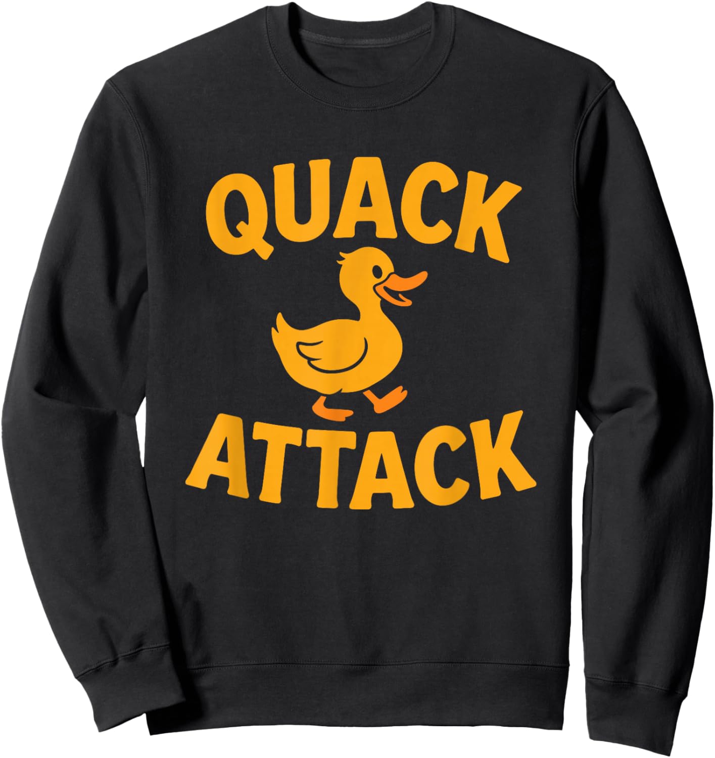 Funny Quack Attack Duck Graphic Retro Humor Cute Animal Sweatshirt - Sweatshirt | Black