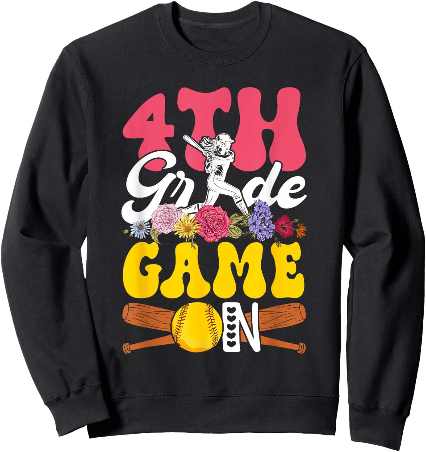 4th Grade Funny Game Costume Softball Player Lover Students Sweatshirt - Sweatshirt | Black