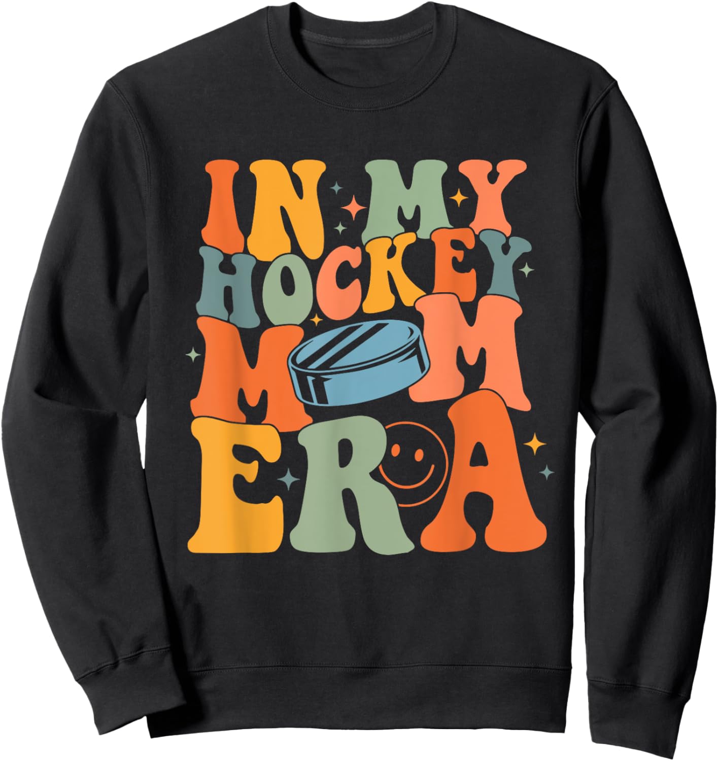 In My Hockey Mom Era Mama Mother Funny Retro Game Day Sport Sweatshirt - Sweatshirt | Black