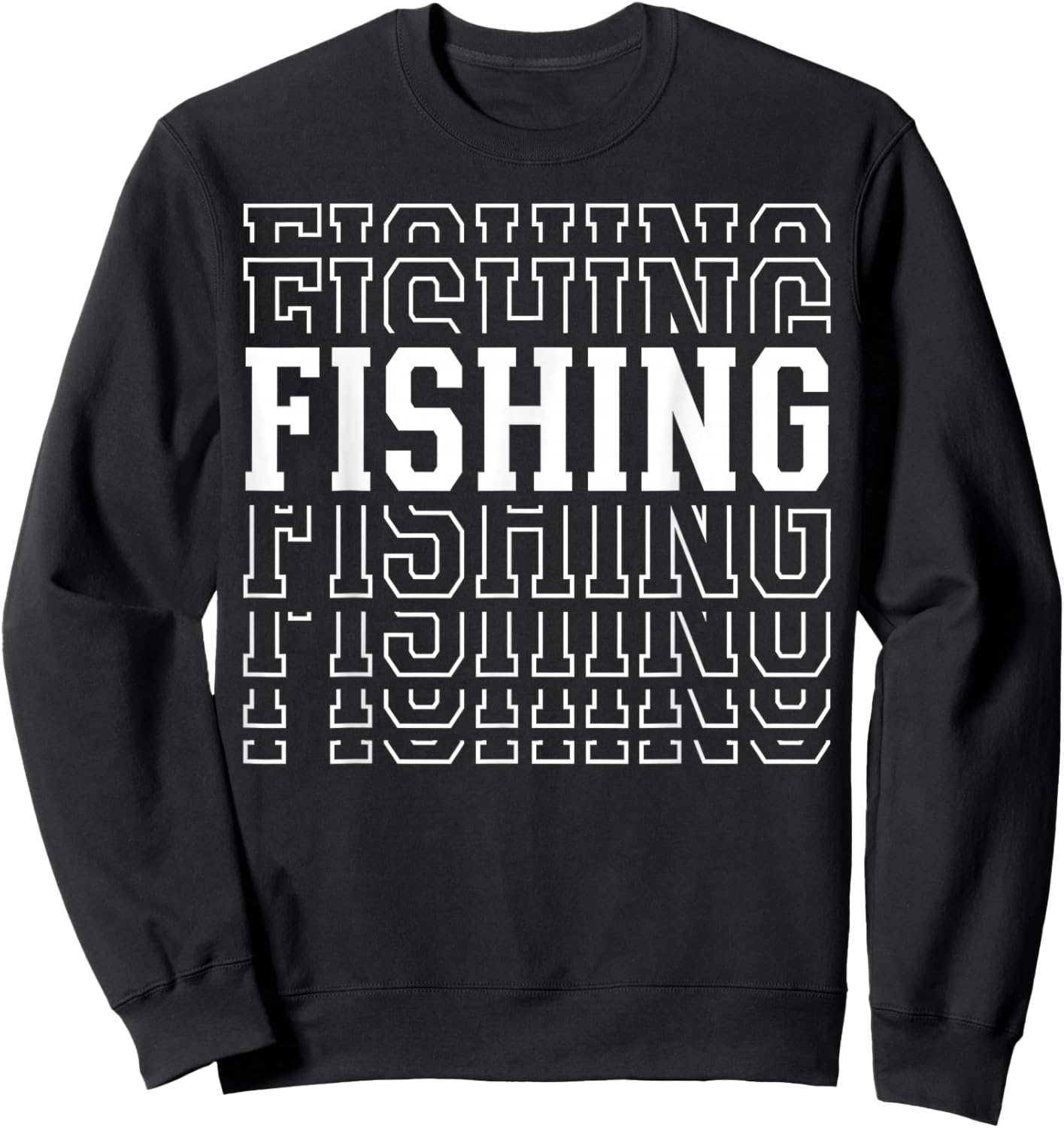 Fishing Funny Layered Text Fisherman Fisher Youth Sweatshirt - Sweatshirt | Black