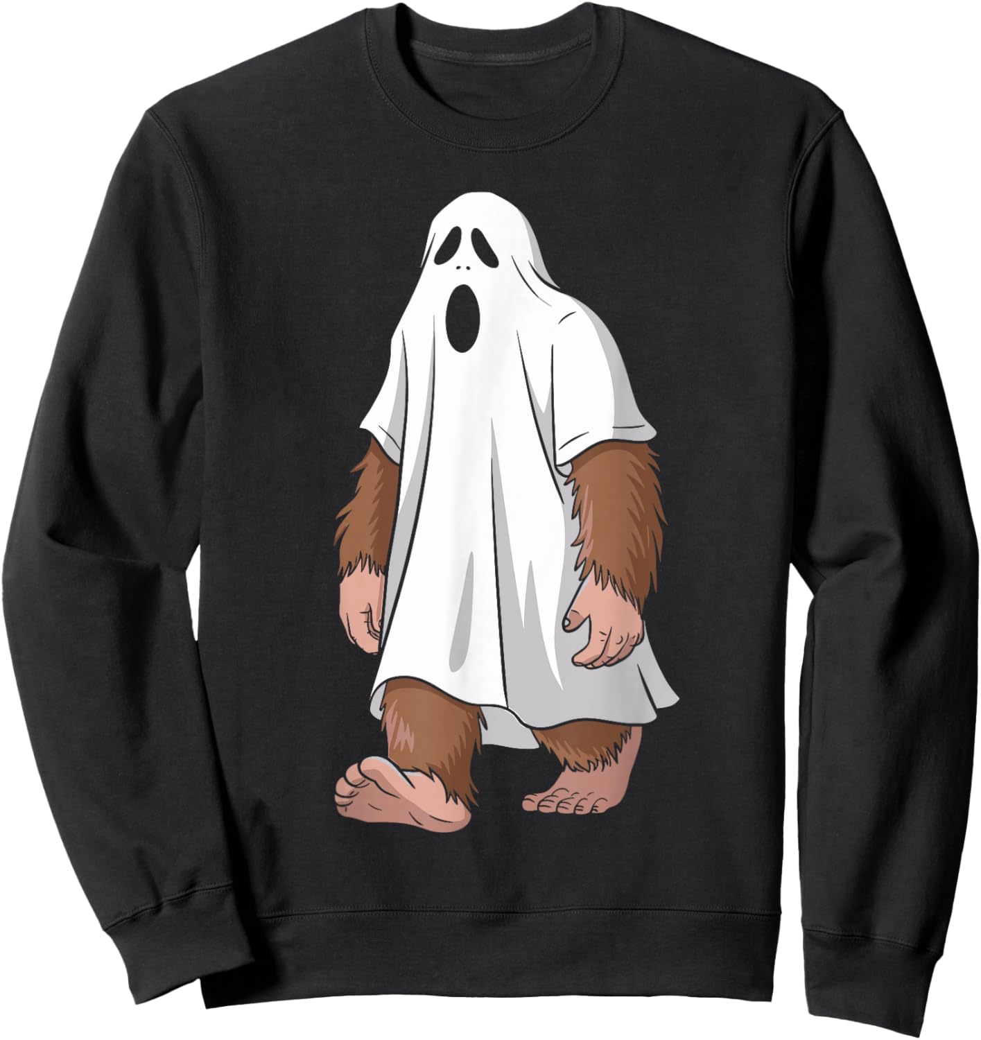 Funny Ghost Bigfoot Lovers Spooky Halloween Costume Sweatshirt - Sweatshirt | Black
