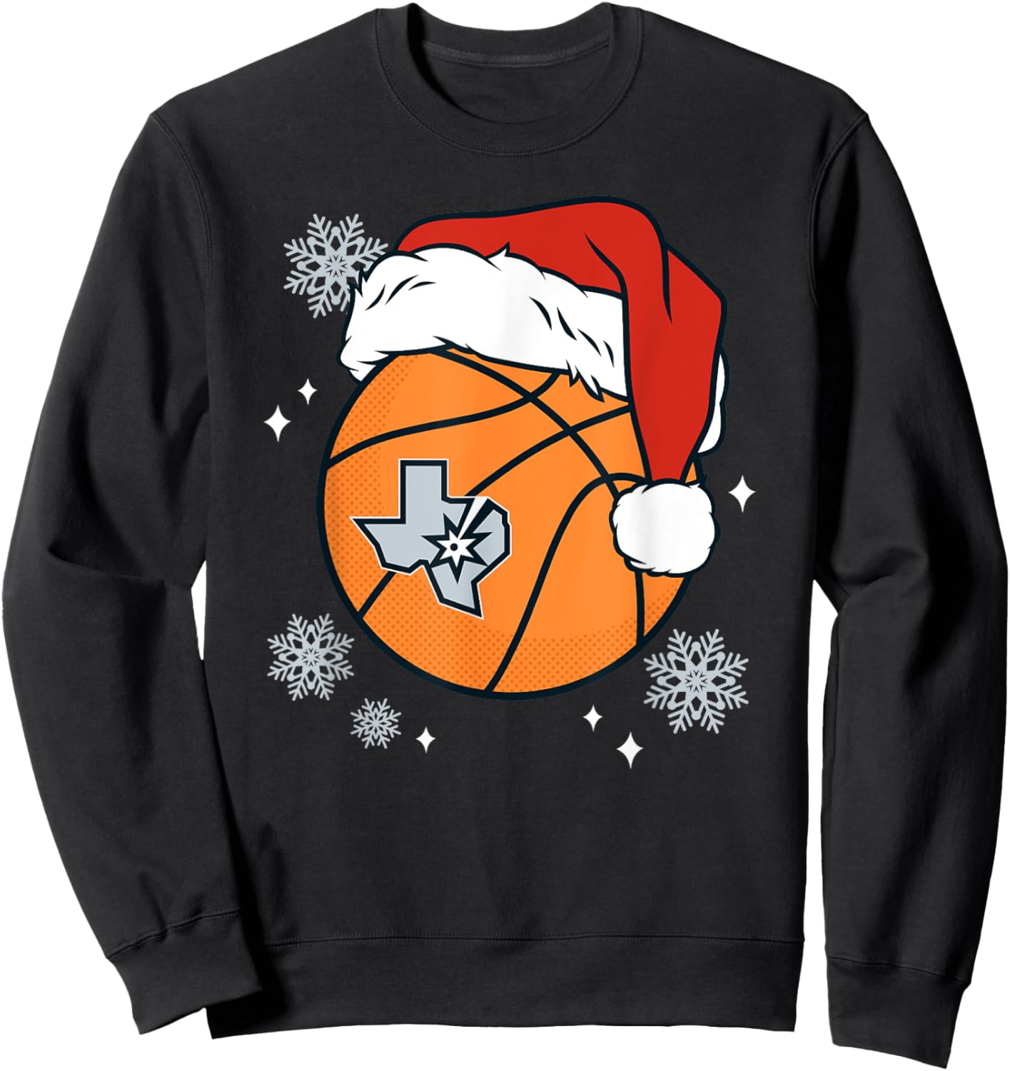 NBA San Antonio Spurs Christmas Santa Hat Ball Sweatshirt - Sweatshirt | Black