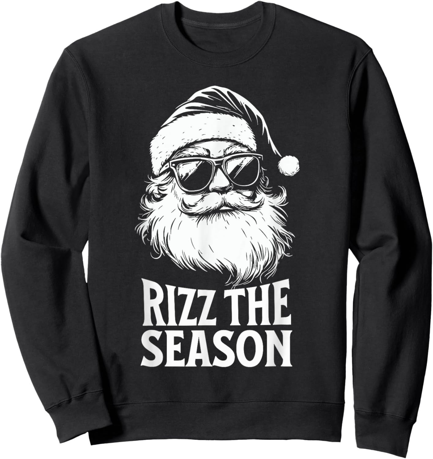 Rizz The Season Teens Kids School Christmas Santa Claus Sweatshirt - Sweatshirt | Black