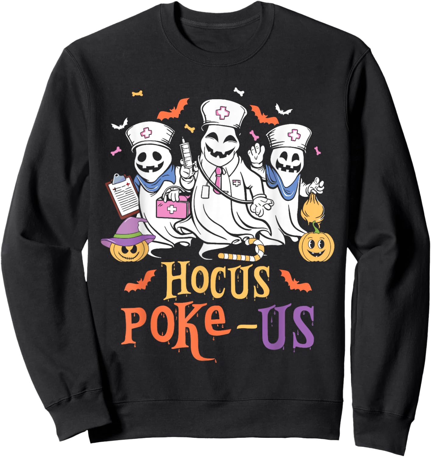 Phlebotomist Halloween,Medical Lab Tech,ER Crew Spooky Nurse Sweatshirt - Sweatshirt | Black