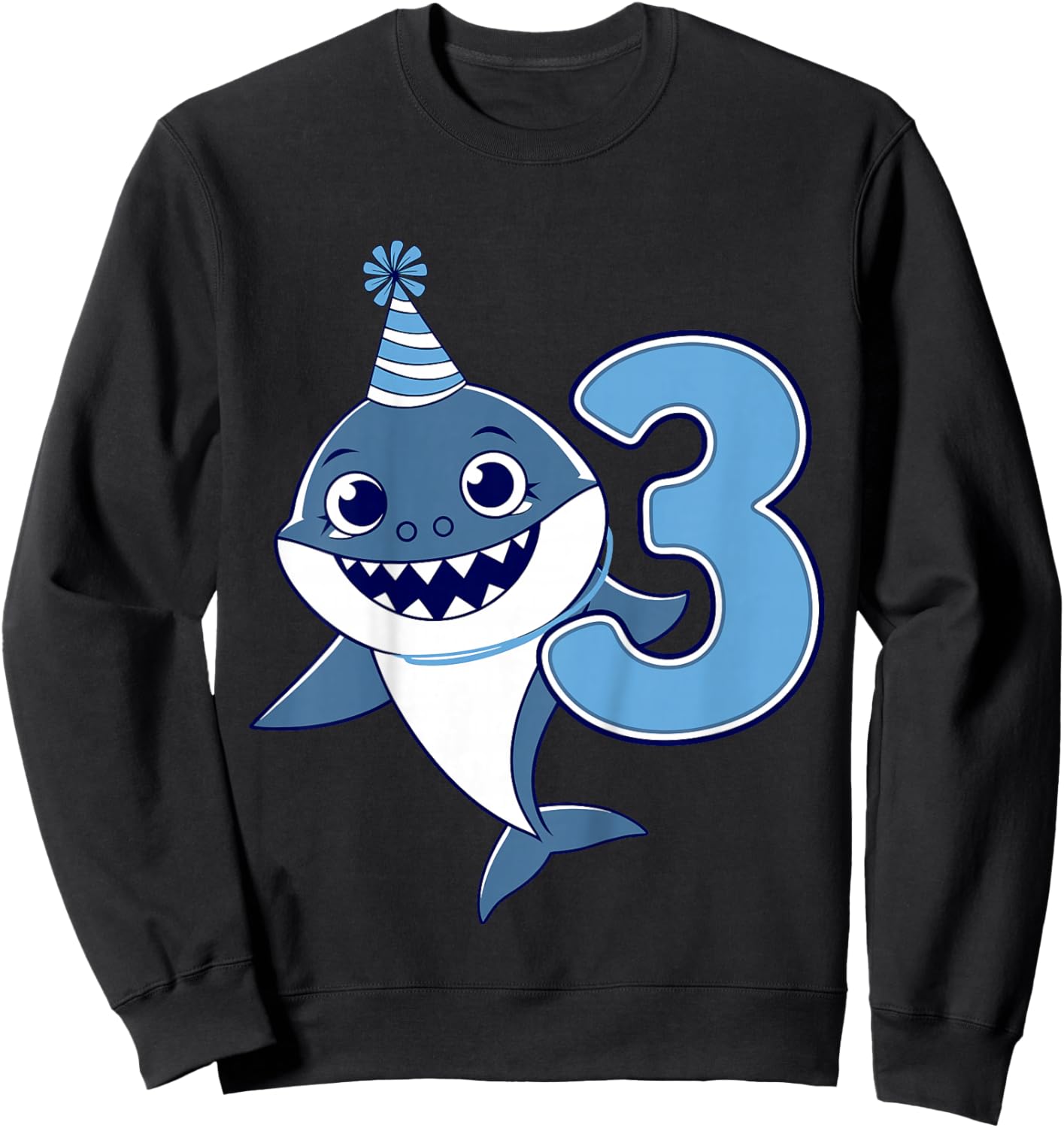 Kids 3rd Birthday Shark Kids Sweatshirt - Sweatshirt | Black