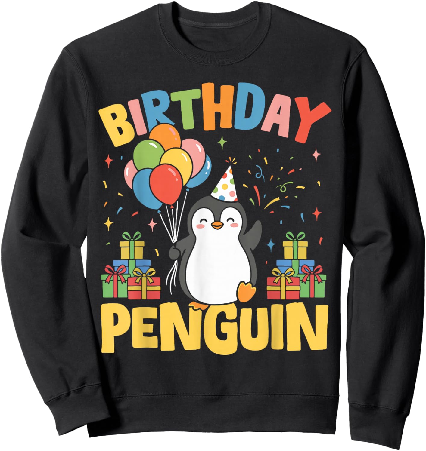 Birthday Penguin Kids Family Birthday Penguin Sweatshirt - Sweatshirt | Black