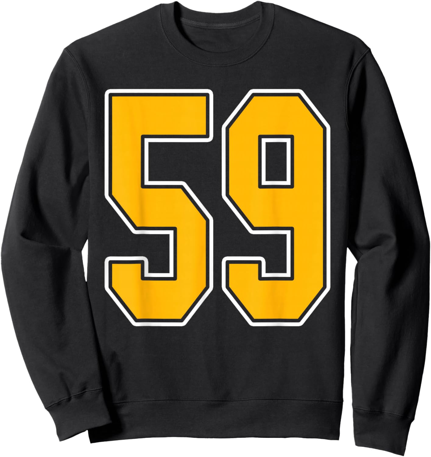 Gold and White Sports Number 59 Jersey Uniform Player Sweatshirt - Sweatshirt | Black
