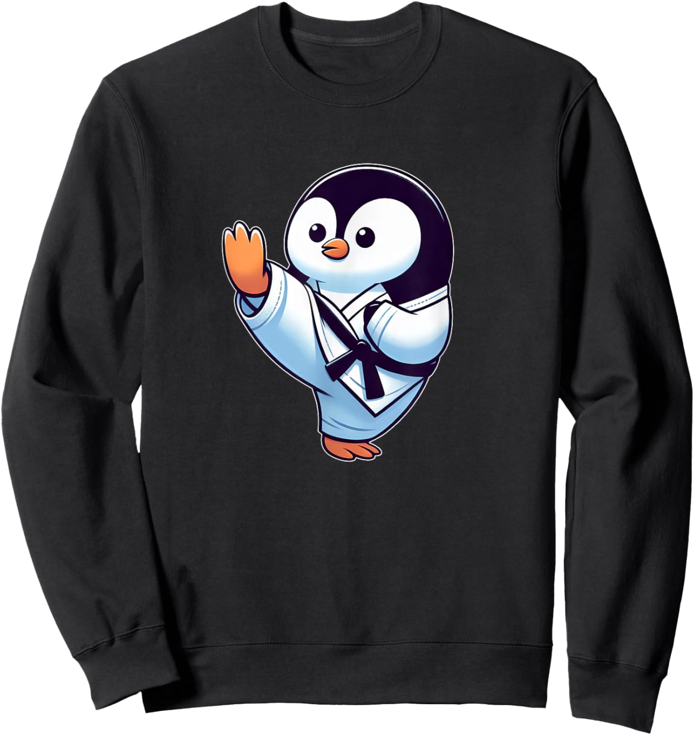 Cute Cartoon Penguin Karate Martial Arts Sweatshirt - Sweatshirt | Black