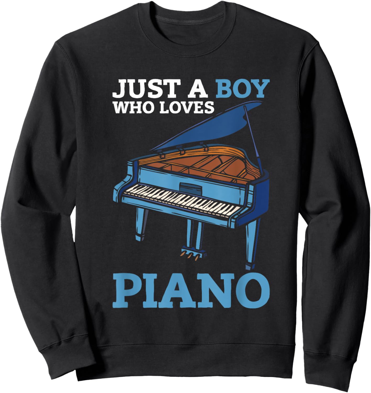 Just A Boy Who Loves Piano Kids Music Lover Musician Sweatshirt - Sweatshirt | Black