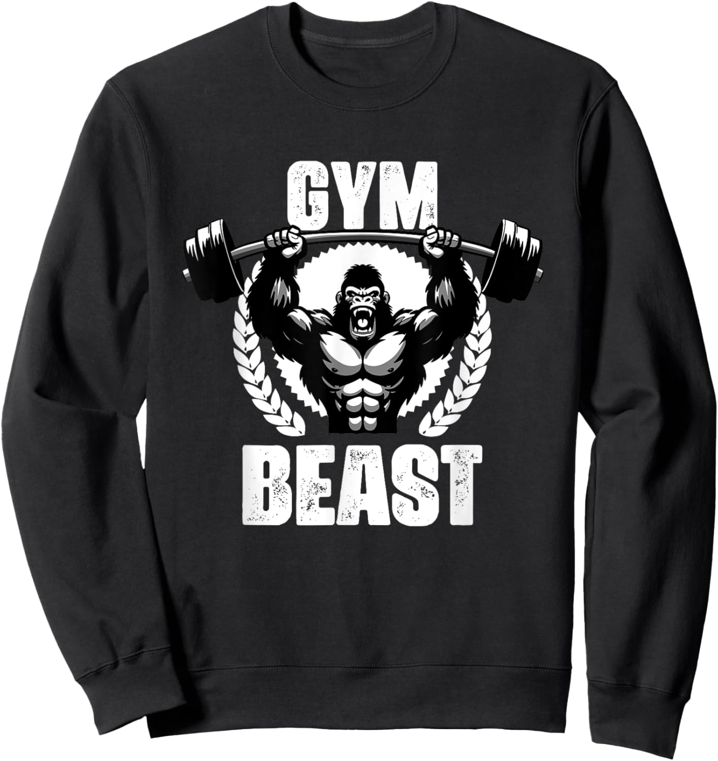 Gym Beast Gorilla Weightlift Workouts Gym Quotes Gym Fitness Sweatshirt - Sweatshirt | Black