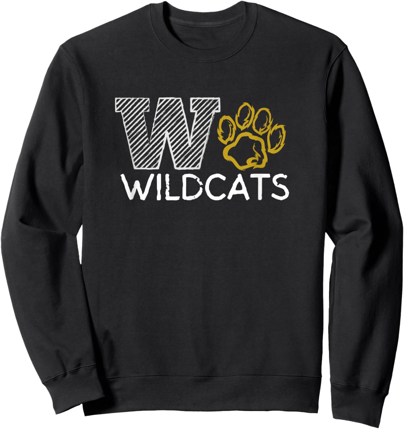 Wildcats Spirit Bold Letter W and Paw Print Sweatshirt - Sweatshirt | Black