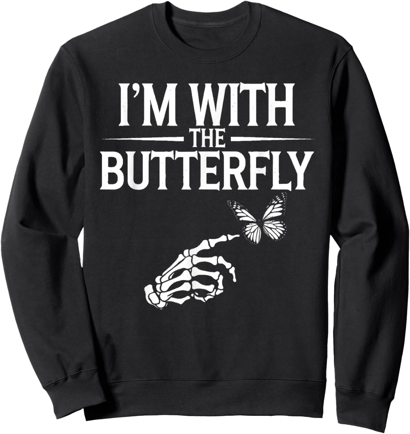 I'm With Butterfly Halloween Costume Couples Matching Gifts Sweatshirt - Sweatshirt | Black