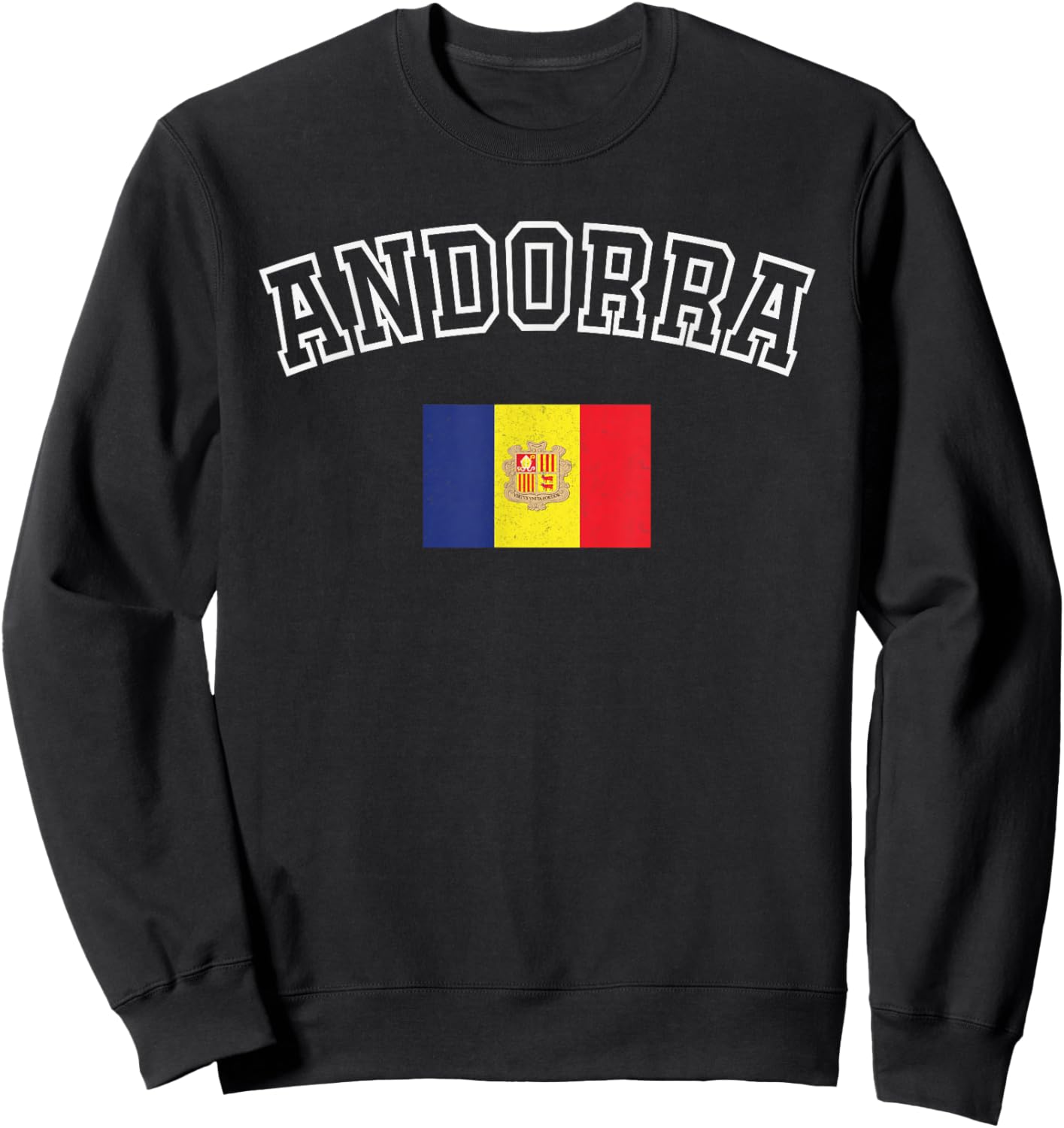 Andorra Flag Vintage Distressed Retro Heritage Design Sweatshirt - Sweatshirt | Black