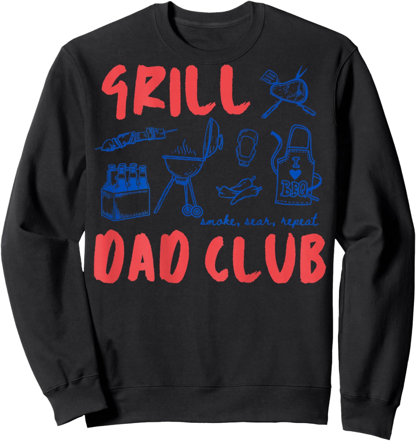 (ON Back) Grill Dad Club Retro Father's Day BBQ Lover Sweatshirt - Sweatshirt | Black