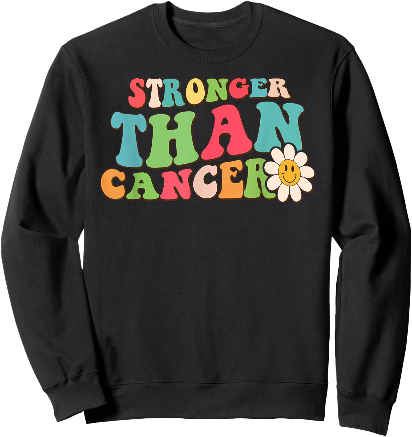 Stronger Than Cancer Retro Awareness Sweatshirt - Sweatshirt | Black