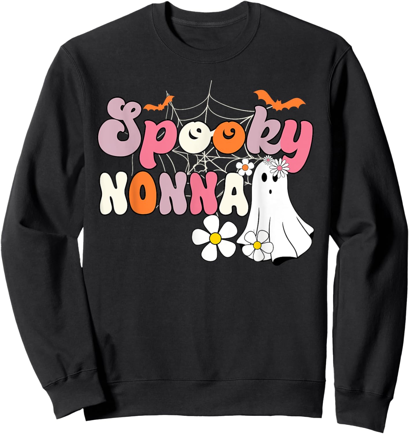 Groovy One Spooky Nonna Mama Grandma Witch Mom Halloween Sweatshirt - Sweatshirt | Black