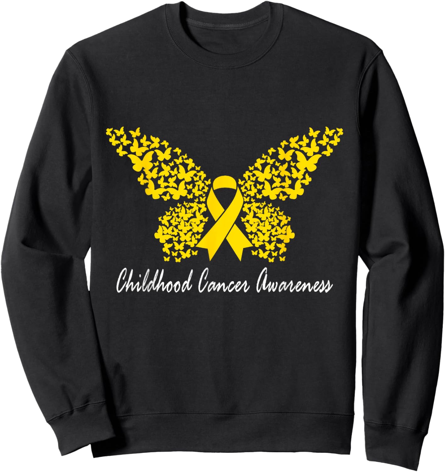 Childhood Cancer Awareness Butterfly Sweatshirt - Sweatshirt | Black
