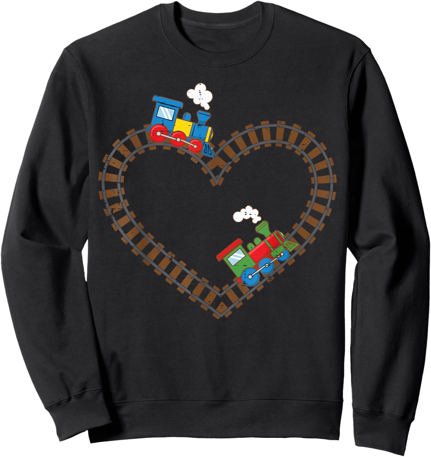 Valentine's Day Trains Heart Shape Toddler Boys Kids Sweatshirt - Sweatshirt | Black