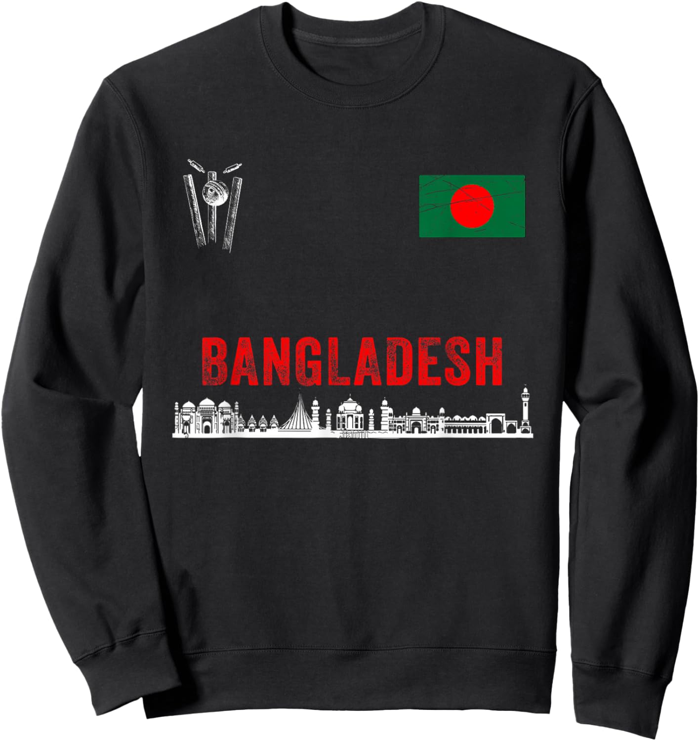 Bangladeshi Flag Cricket Fan Jersey | Bangladesh Cricket Sweatshirt - Sweatshirt | Black