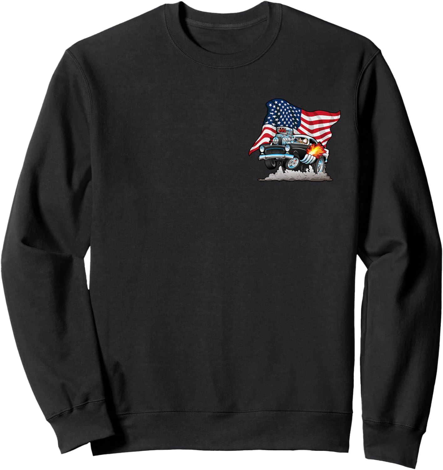 Car Crazy! Muscle Cars Classic Cars Hotrods Cartoon Sweatshirt - Sweatshirt | Black