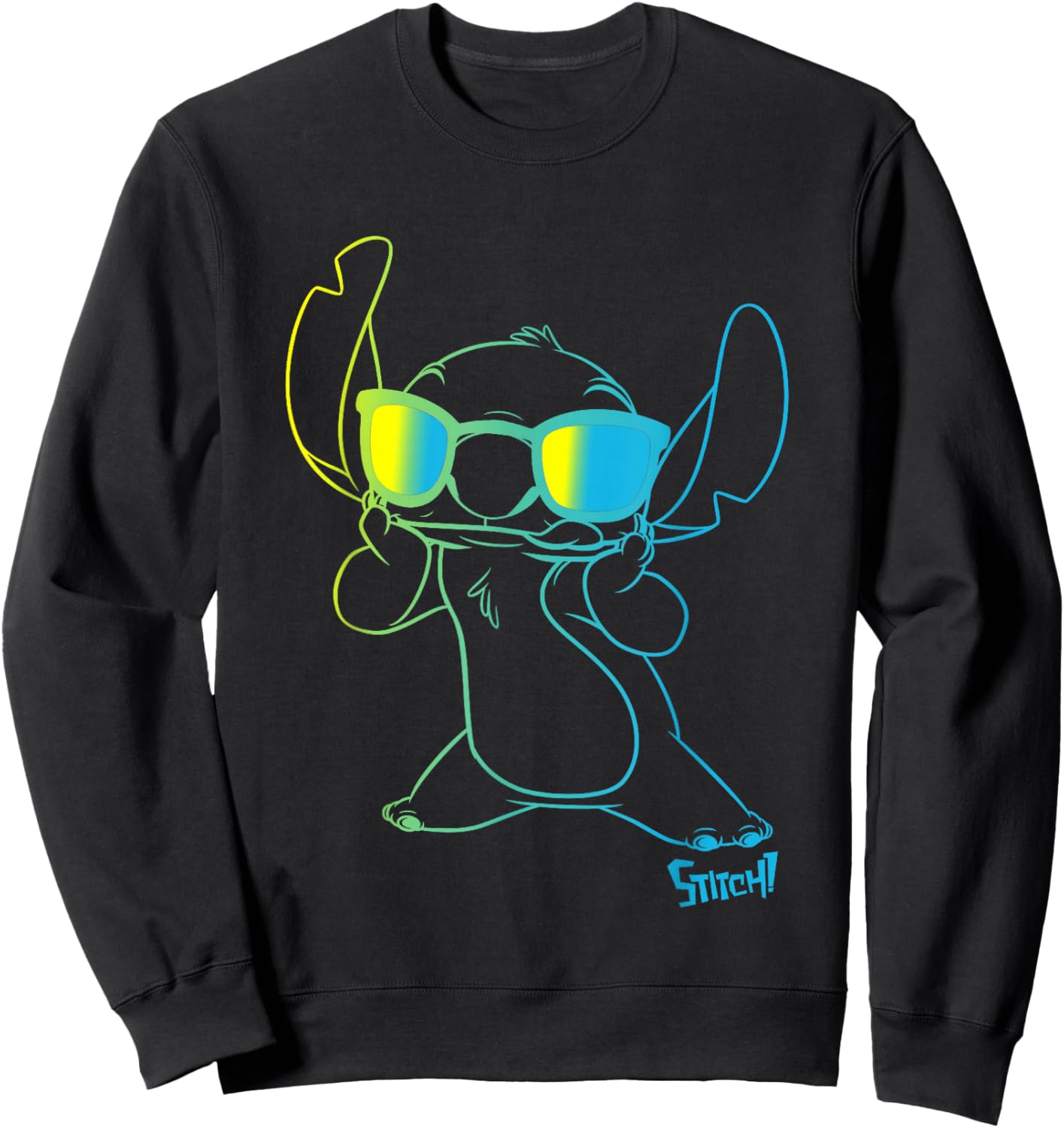 Disney Lilo & Stitch Cool Stitch Neon Outline Chest Portrait Sweatshirt - Sweatshirt | Black