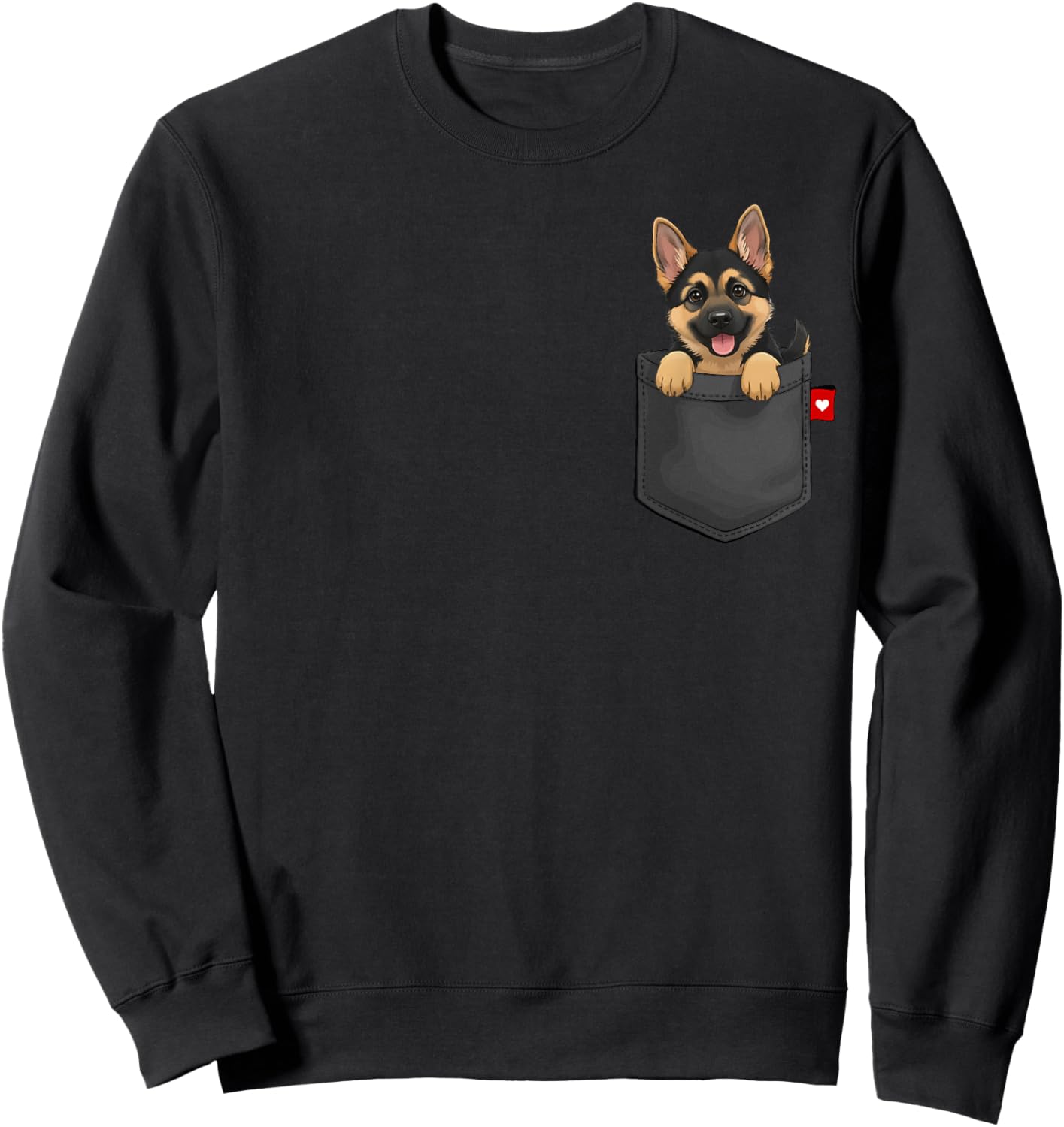 Dog German Shepherd Dog in Pocket Looking Cute Puppy Sweatshirt - Sweatshirt | Black